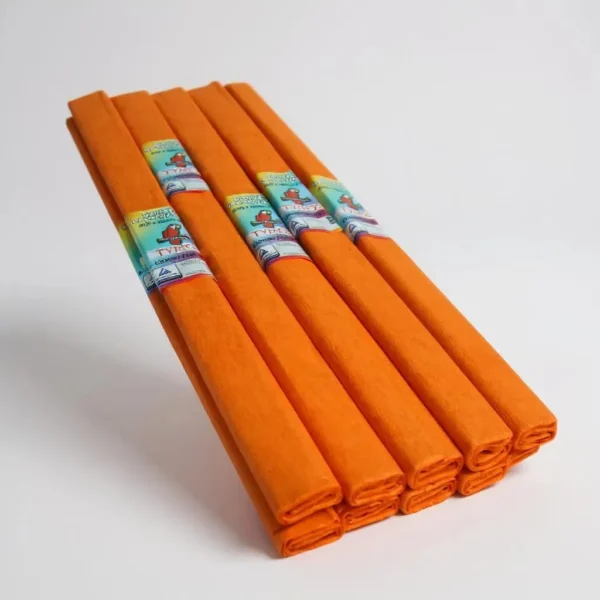 Креп папір Tymos Польща, помаранчовий, 200×50 см, 10 рулонів — для флористики, декору та hand-made.