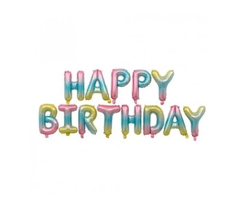 Повітряні кульки 40 см "Happy birthday" — набір 13 шт.