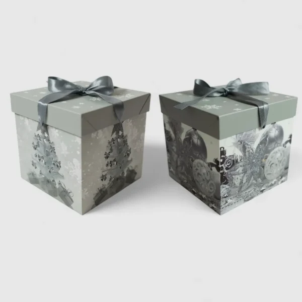 Подарункові коробки 15×15×15 см — новорічні, 12 шт