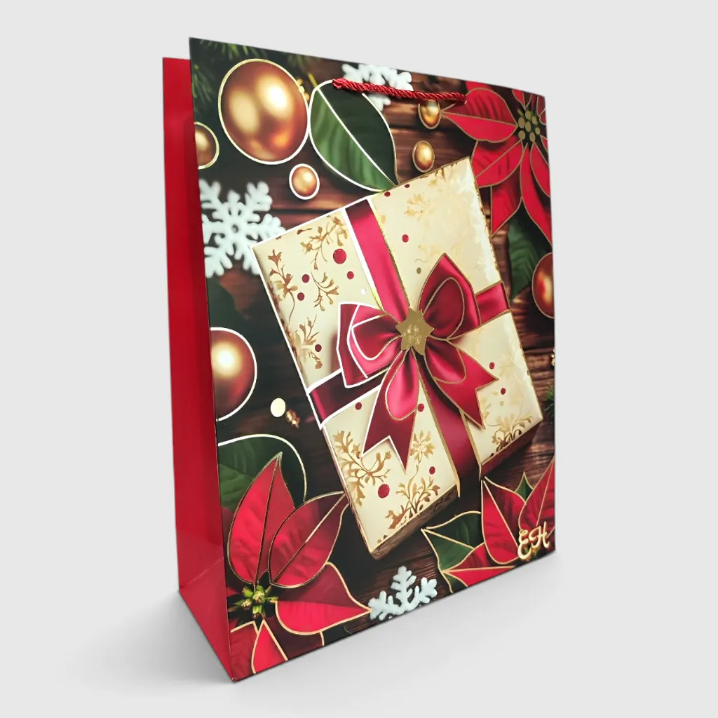 Подарункові пакети 31×40×12 см — 12 шт, новорічні, картон - Зображення 3